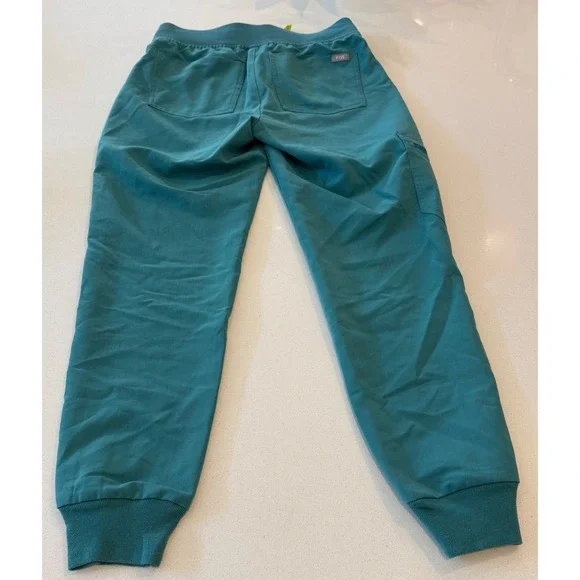 FIGS Zamora Jogger Scrub Pants Teal Green Neon Yellow Drawstring Womens XXS/P - Picture 2 of 5